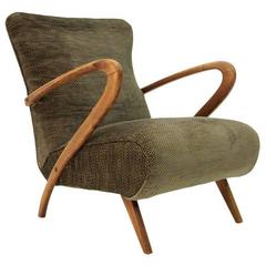 Italian Wooden Art Deco Armchair, 1940s