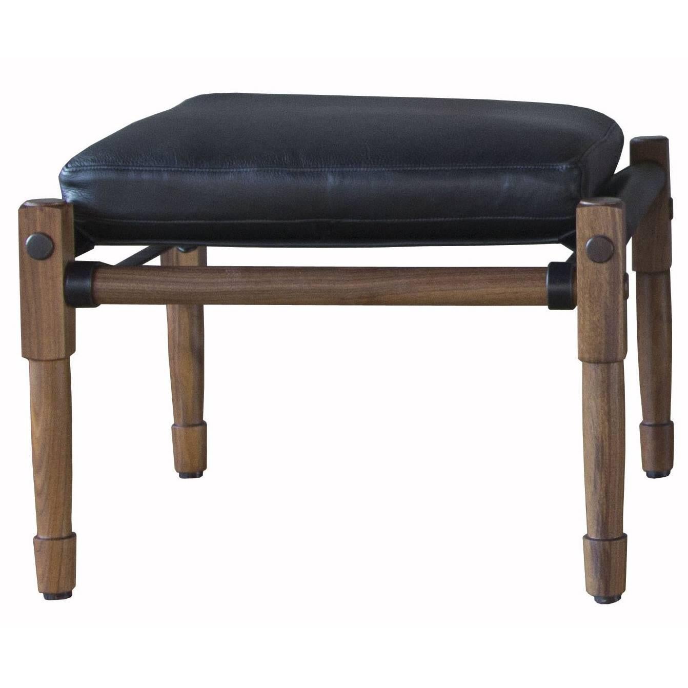 Chatwin Ottoman in Walnut and Leather - handcrafted by Richard Wrightman Design