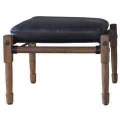 Chatwin Ottoman in Oiled Walnut and Black Leather Upholstery 12
