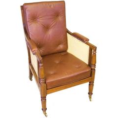 Antique Regency Mahogany Library Bergere Chair