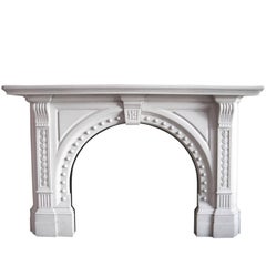 Antique 19th Century Late Victorian Statuary Marble Fire Surround