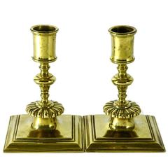 Pair of Late 17th Century, French, Brass Candlesticks, circa 1690