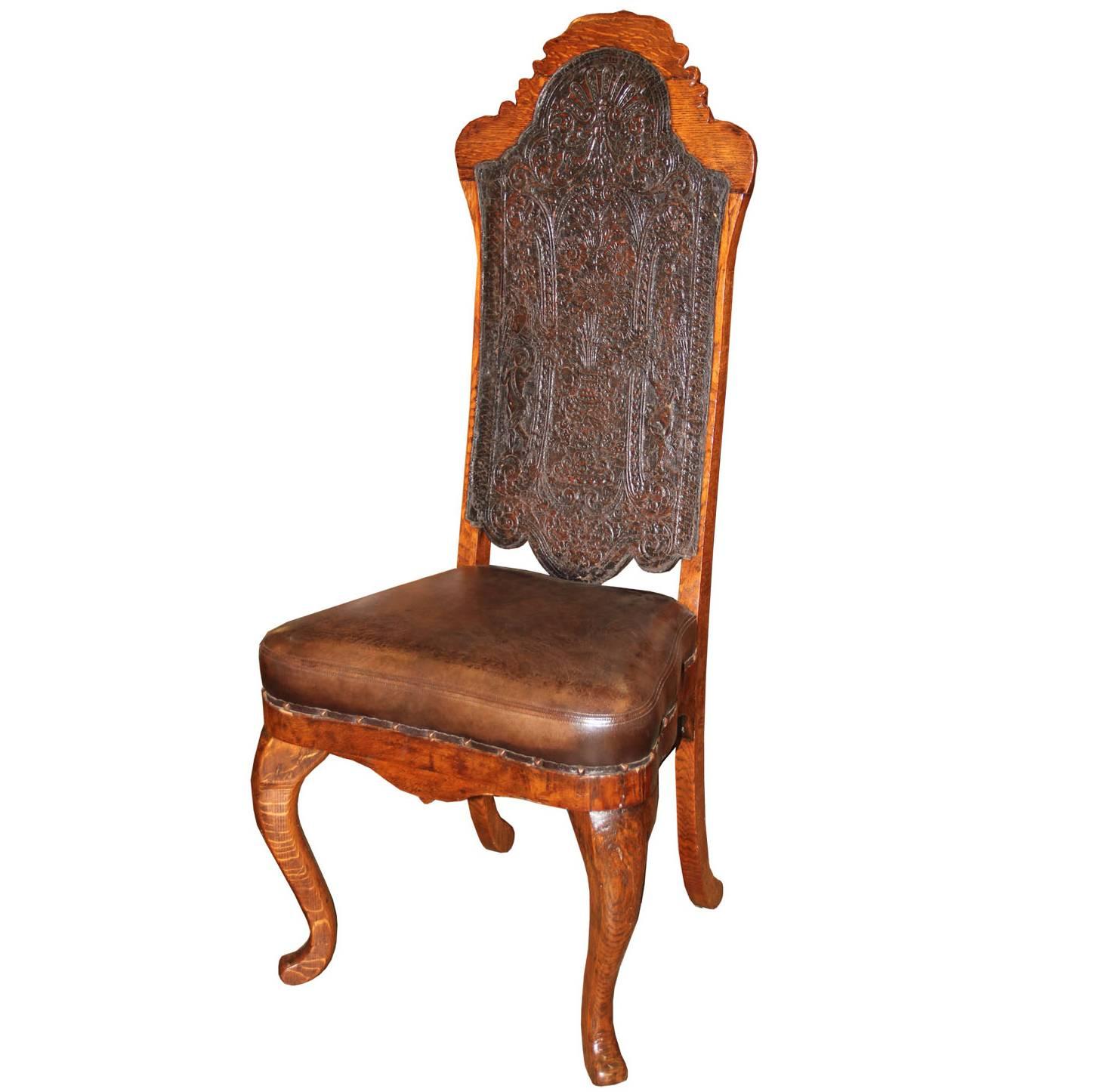 18th Century Portuguese Oak Chair For Sale