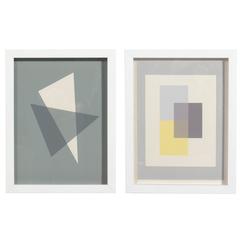 Josef Albers Abstract Grey Lithographs from Interaction of Color