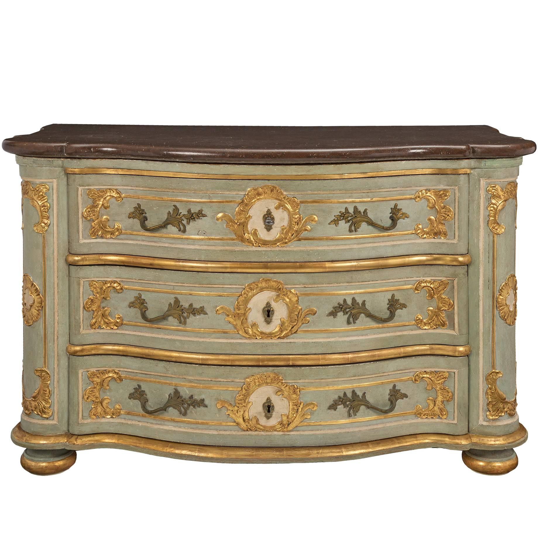 Italian Mid-18th Century Louis XV Period Patinated and Giltwood Venetian Chest