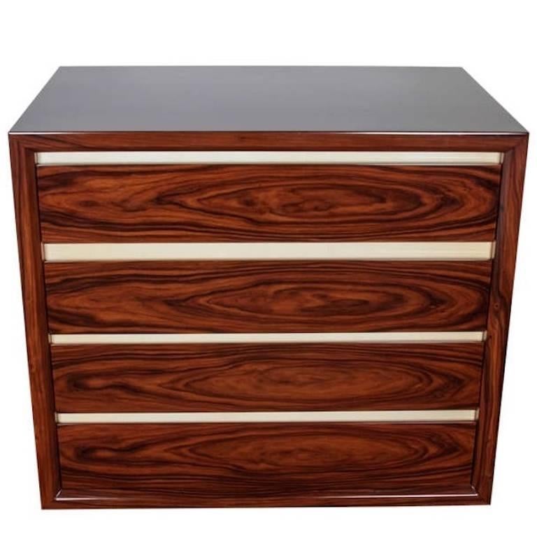 Mid-Century Modern Style Rosewood Chest of Drawers with Parchment Trim