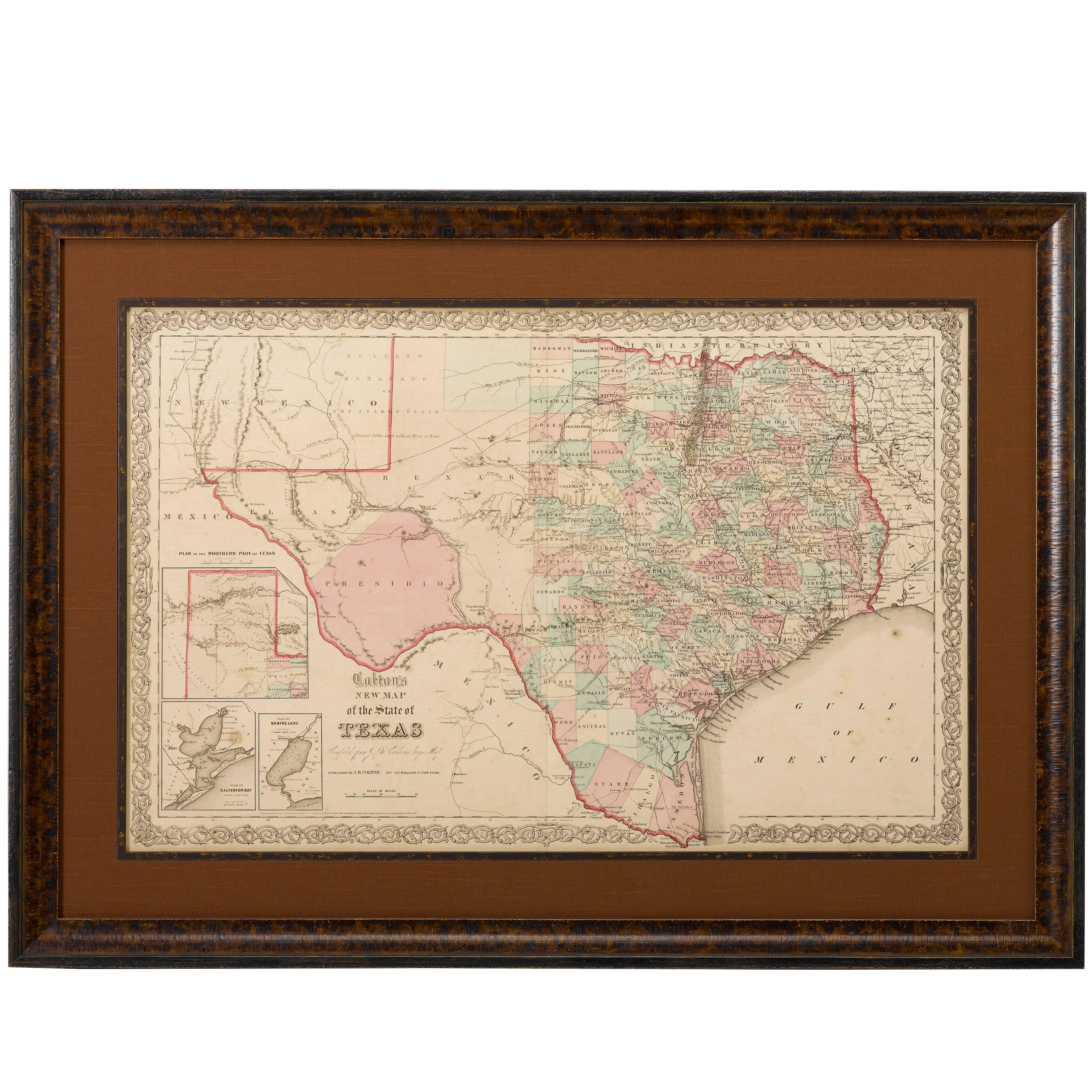 1856 Map of the State of Texas by J. H. Colton