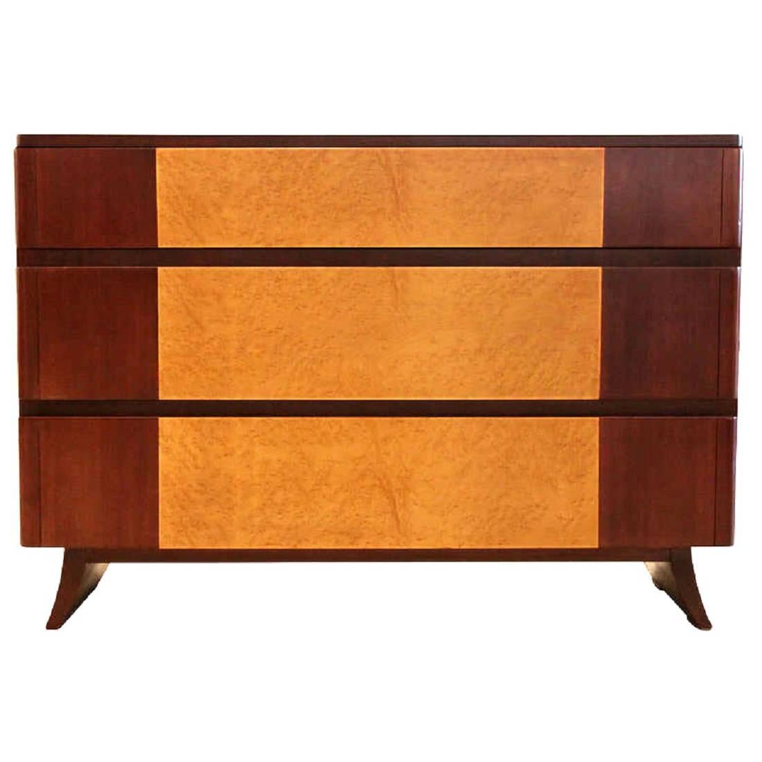 Birdseye Maple and Mahogany Dresser by R-Way