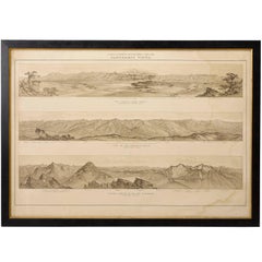 Antique Pike's Peak Topographical Map Showing Colorado Mountain Ranges, circa 1877