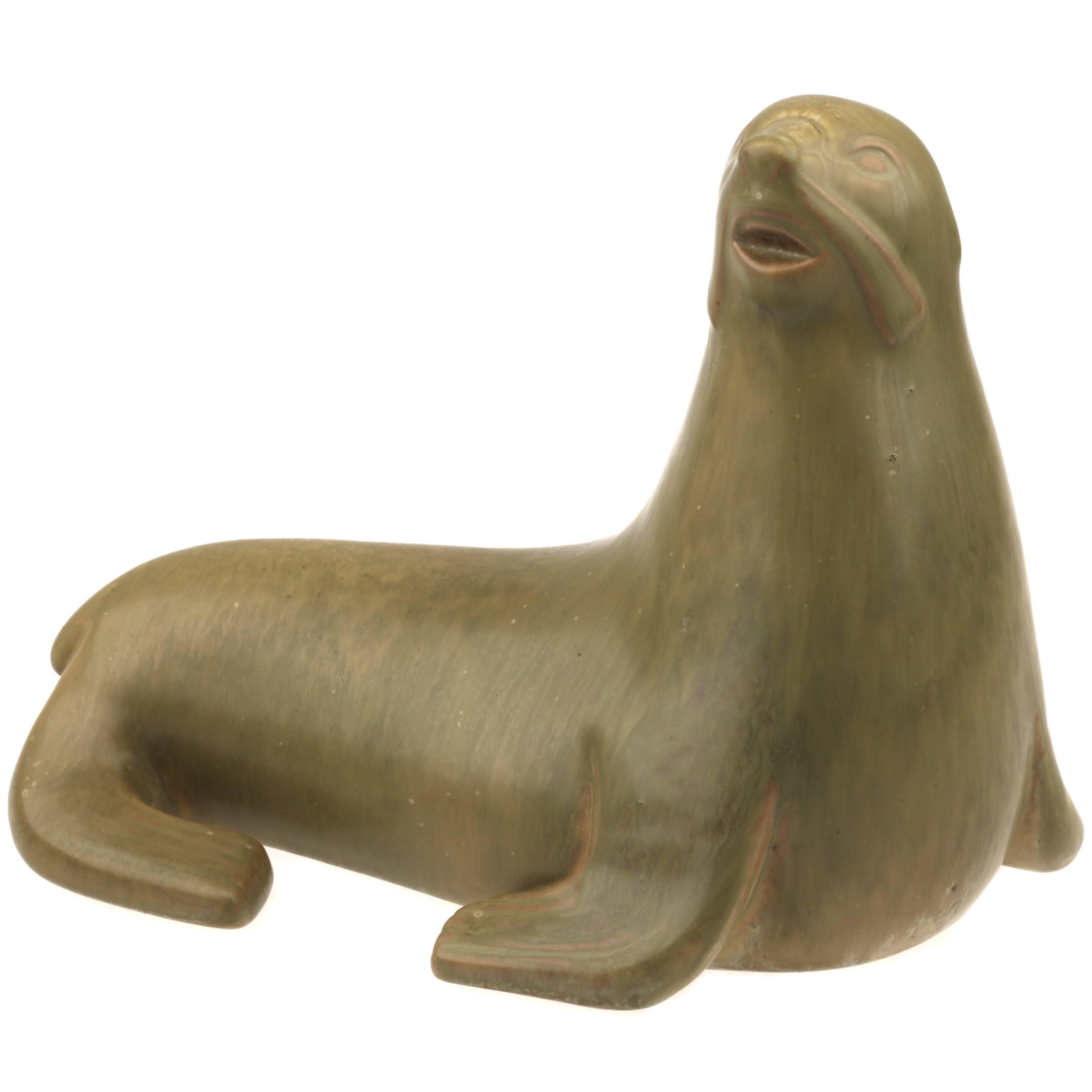 Rörstrand Sweden Mid-Century Modern Ceramic Sea Lion by Gunnar Nylund For Sale