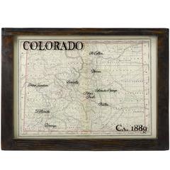 Antique 1889 Original Map of Colorado