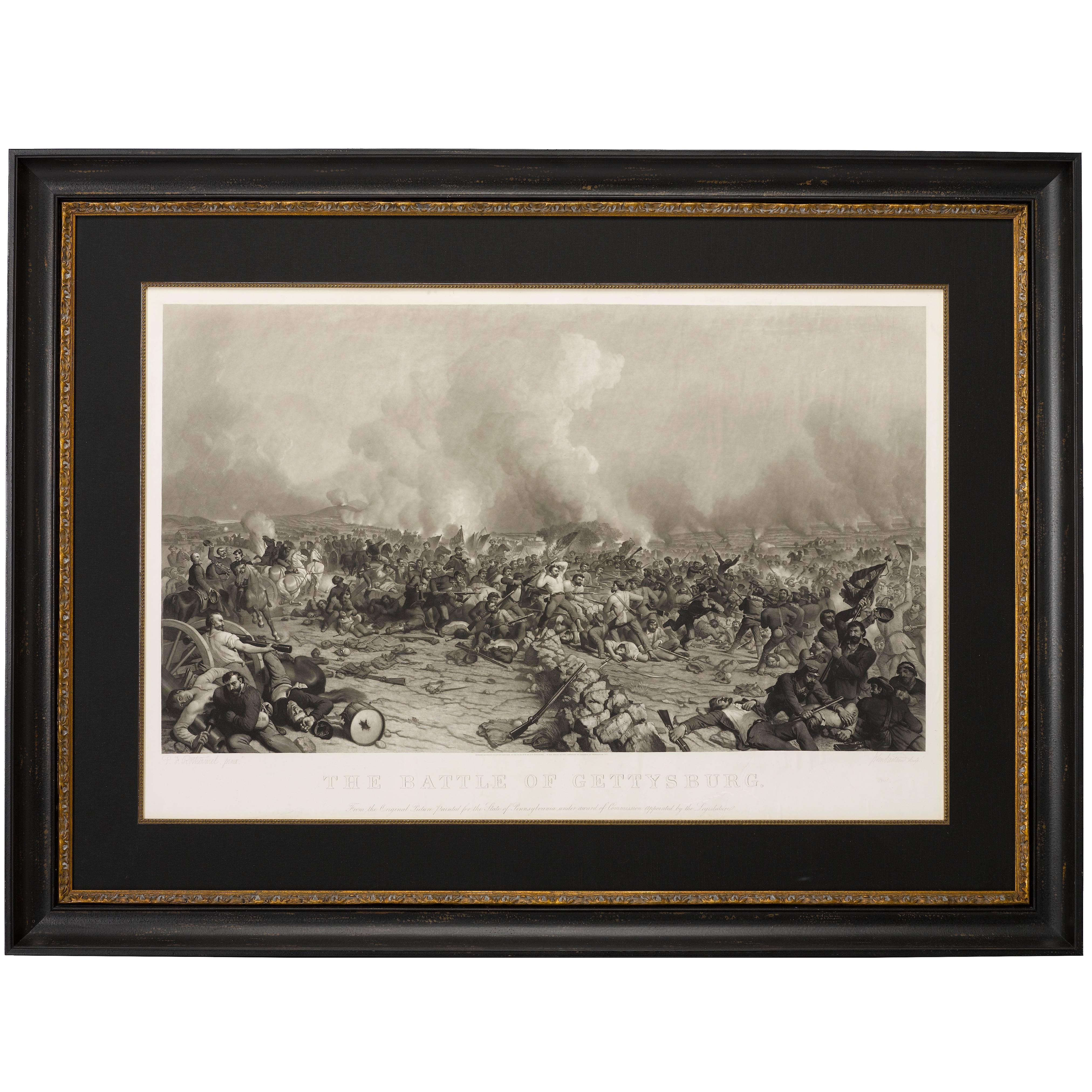 "Battle of Gettysburg" by Peter F. Rothermel, Antique Engraving, 1872