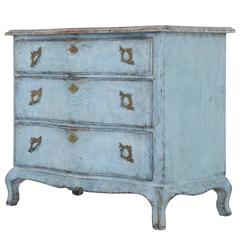 19th Century Swedish Painted Serpentine Commode Faux Marble Top