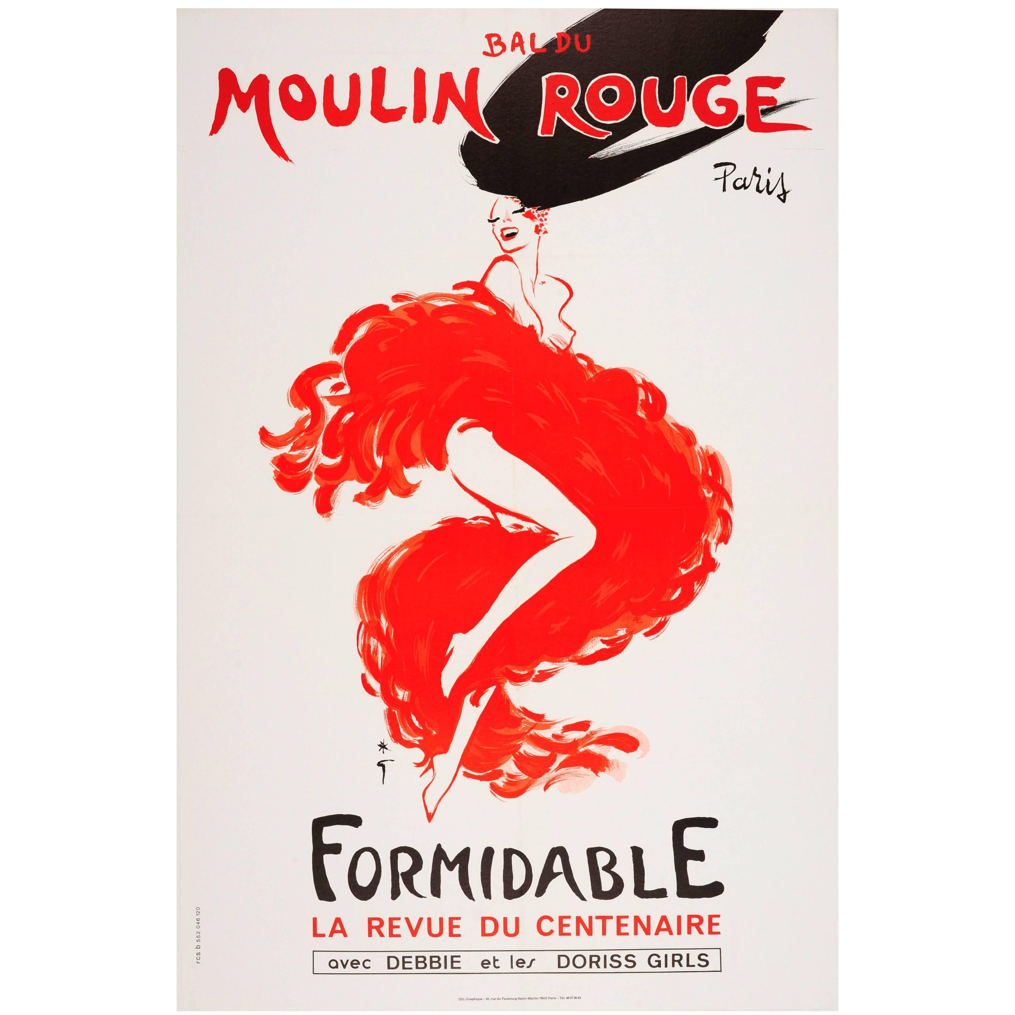 Original Vintage Moulin Rouge Paris Centenary Revue Cabaret Poster by René Gruau