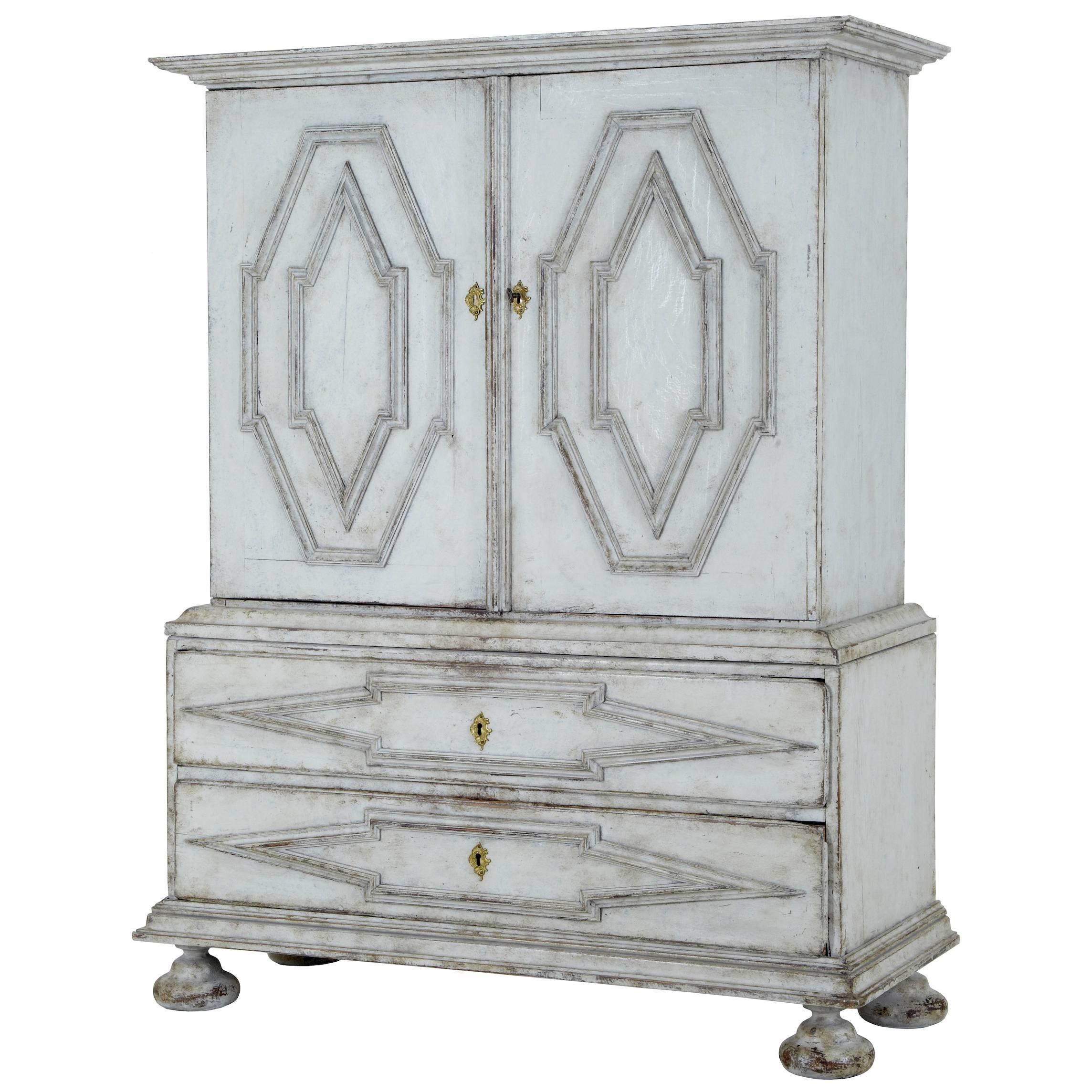 19th Century Swedish Painted Cabinet on Chest