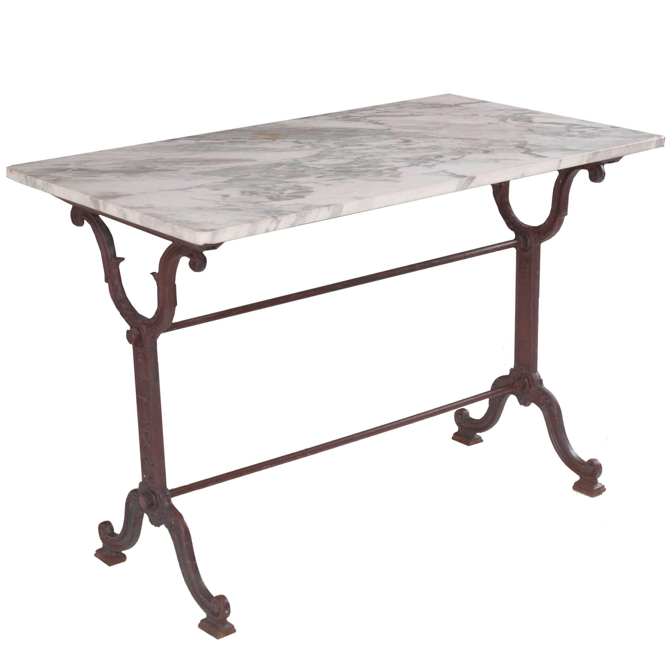French 1920s Bistro Table with Marble Top