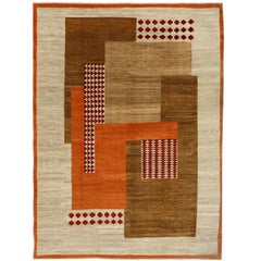 Vibrant Orange Deco Wool Carpet with Organic Vegetable Dyes from Orley Shabahang