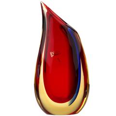 Flavio Poli for Seguso Vetri d
Arte Red and Yellow Sommerso Vase