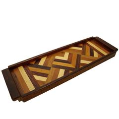 Don Shoemaker Exotic Wood Inlaid Serving/Cocktail Tray