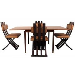 Rare and Outstanding Harvey Probber Games Table and Scissor Chairs