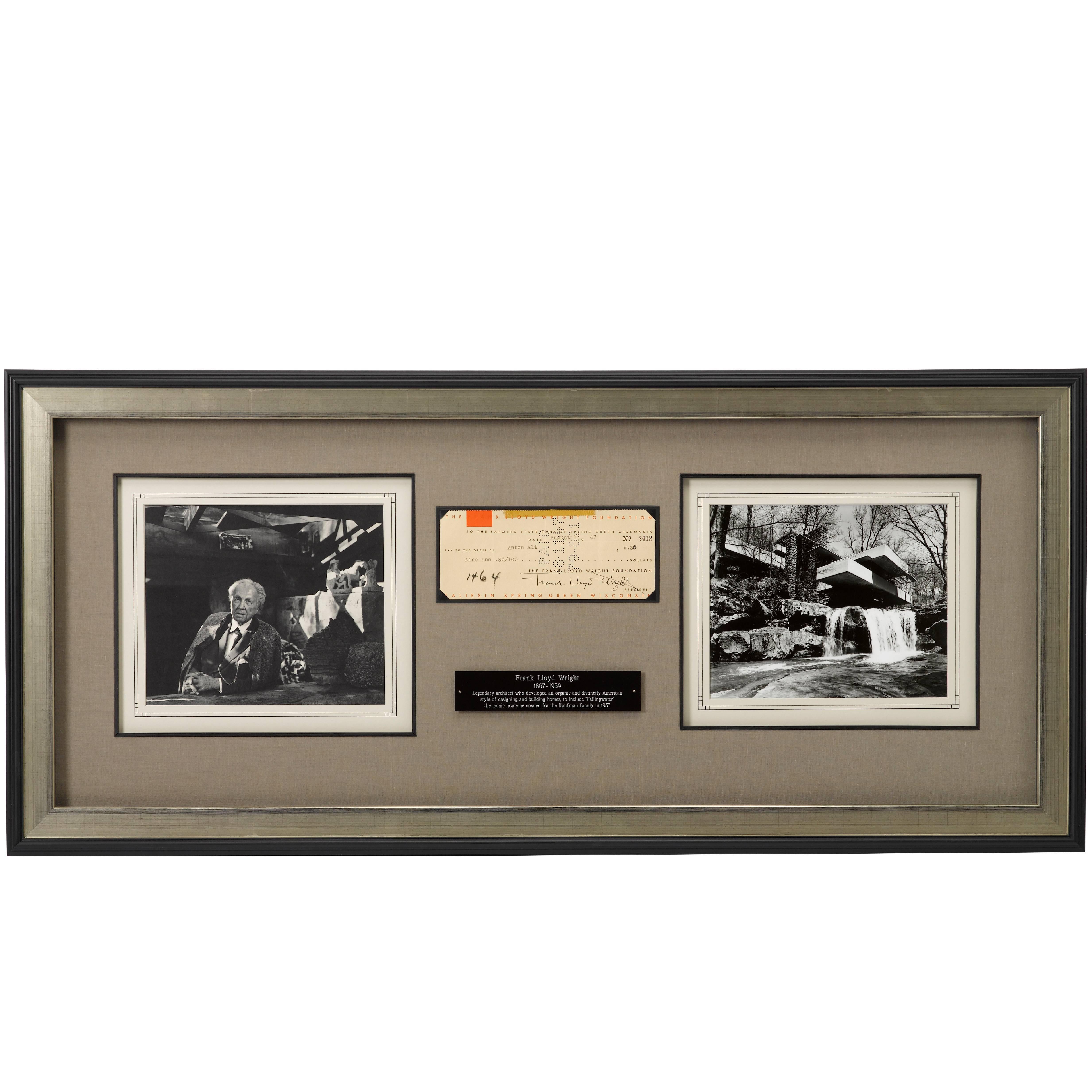 Frank Lloyd Wright Signed Vintage Check, circa 1947