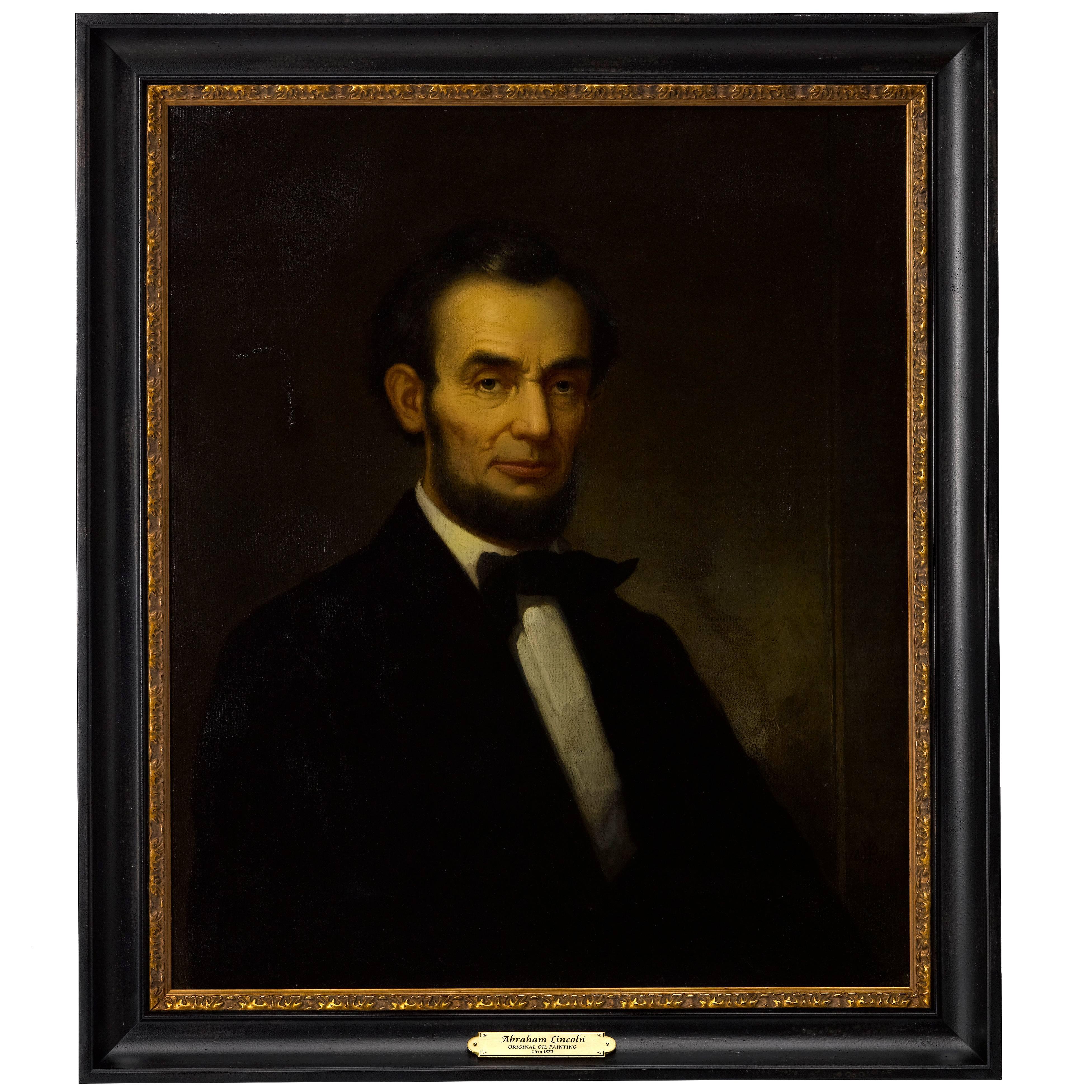 Abraham Lincoln Antique Portrait, Oil on Canvas, circa 1870