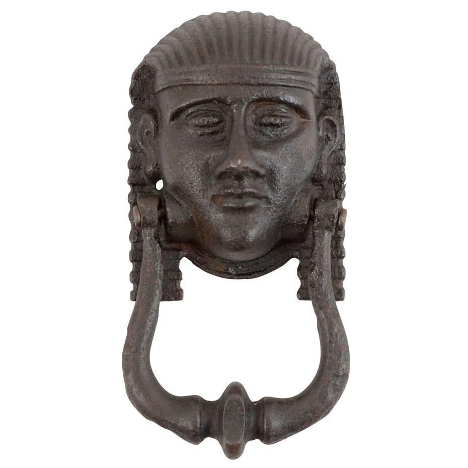 Cast Iron Egyptian Figural Door Knocker, circa 1920