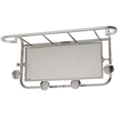 Antique Polished Nickel Hall Mirror with Luggage Rack C1925
