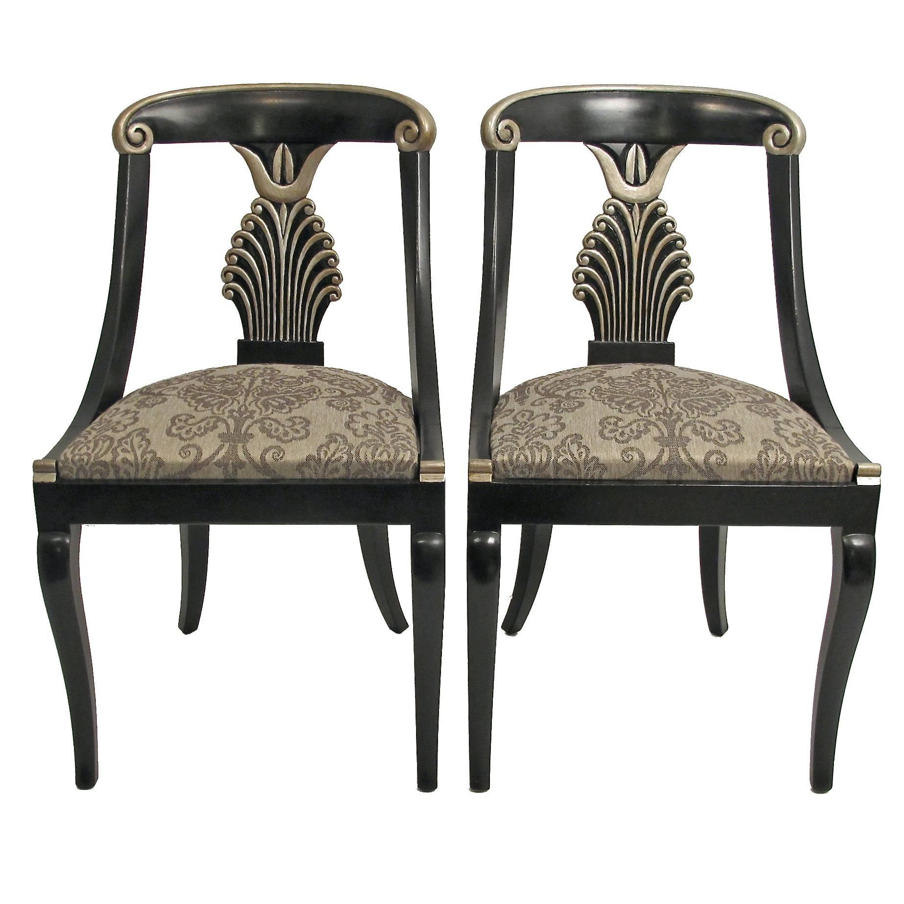   set of 4 Hollywood Regency Style Dining Chairs, (Set of Four)