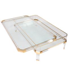 Brass and Lucite Maison Jansen Sliding Table