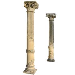 Pair of Carved Stone Columns, 19th Century