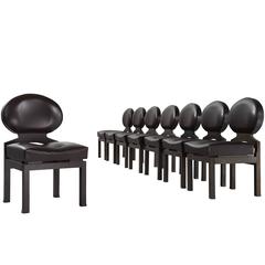 Emiel Veranneman Set of Eight Osaka Dining Chairs in Leather