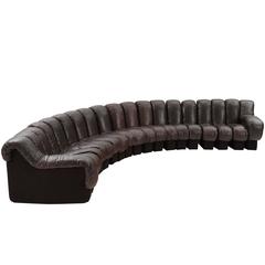 De Sede DS-600 Non Stop Sectional Sofa in Dark Brown Leather