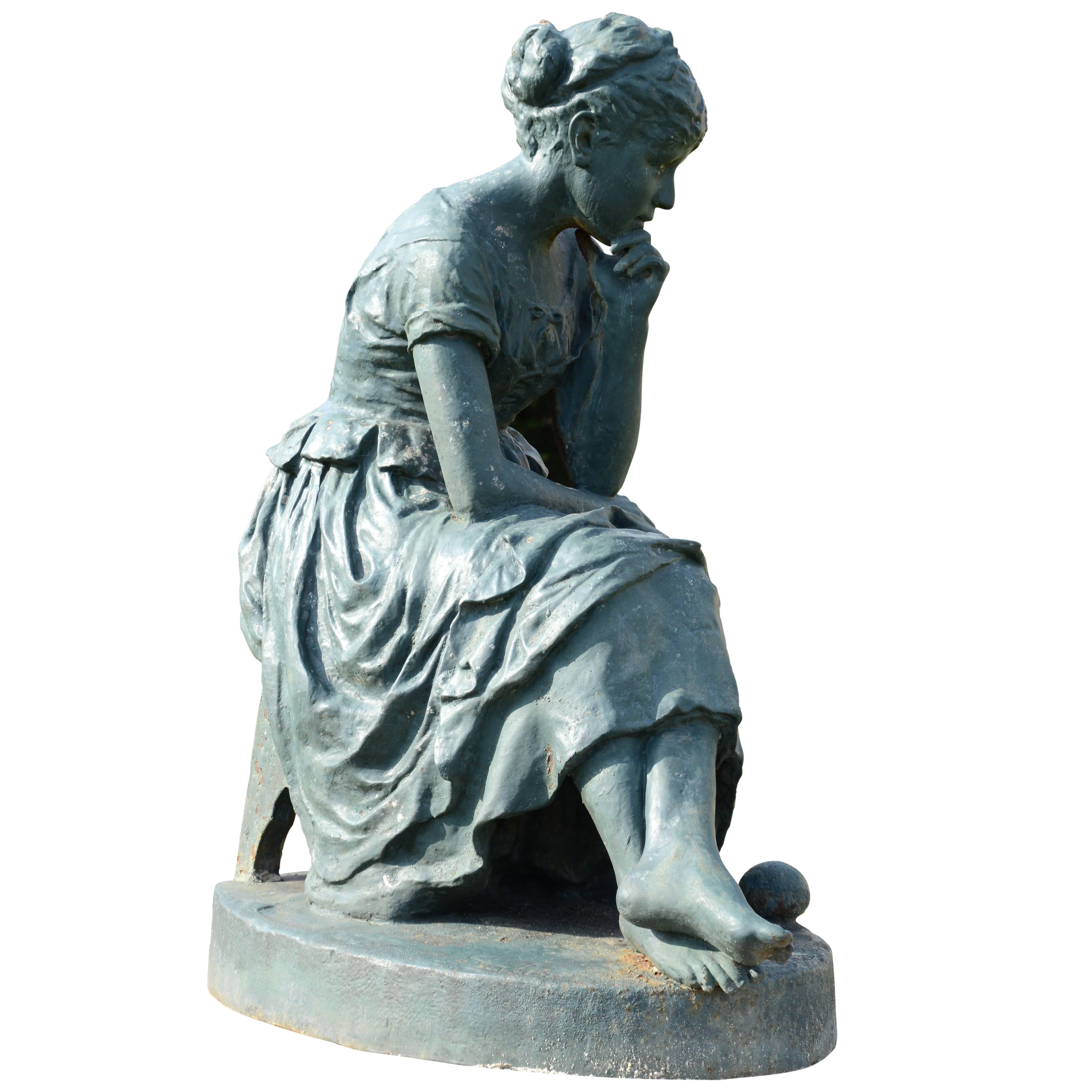 Cast Iron Statue Representing Cinderella, 19th Century For Sale