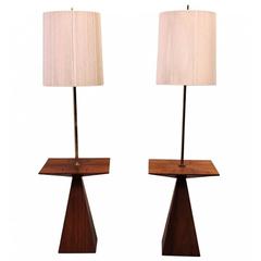 Harvey Probber paire de lampes en forme de wengé