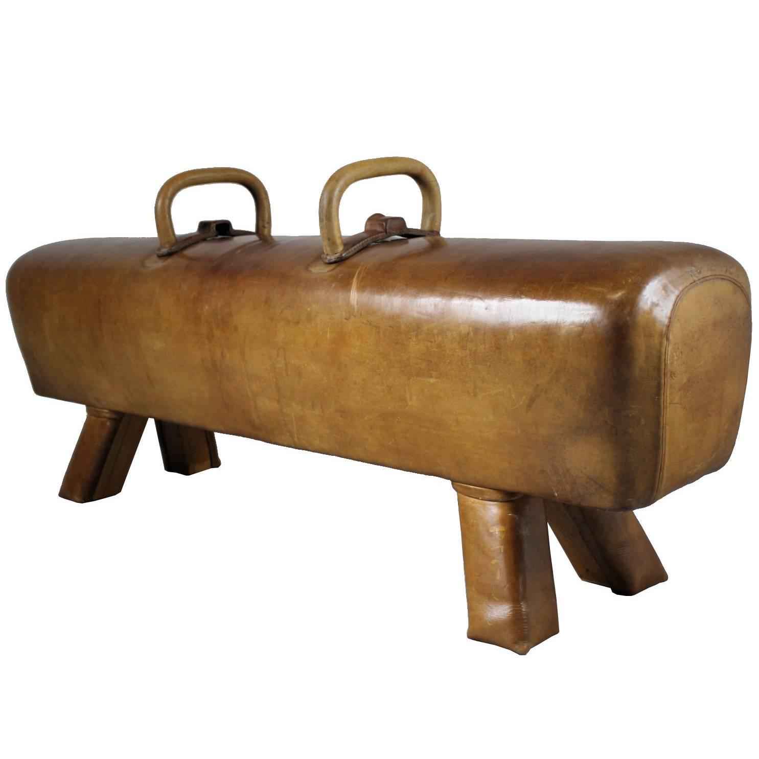 1950s Leather Gym Pommel Horse/Bench For Sale at 1stdibs