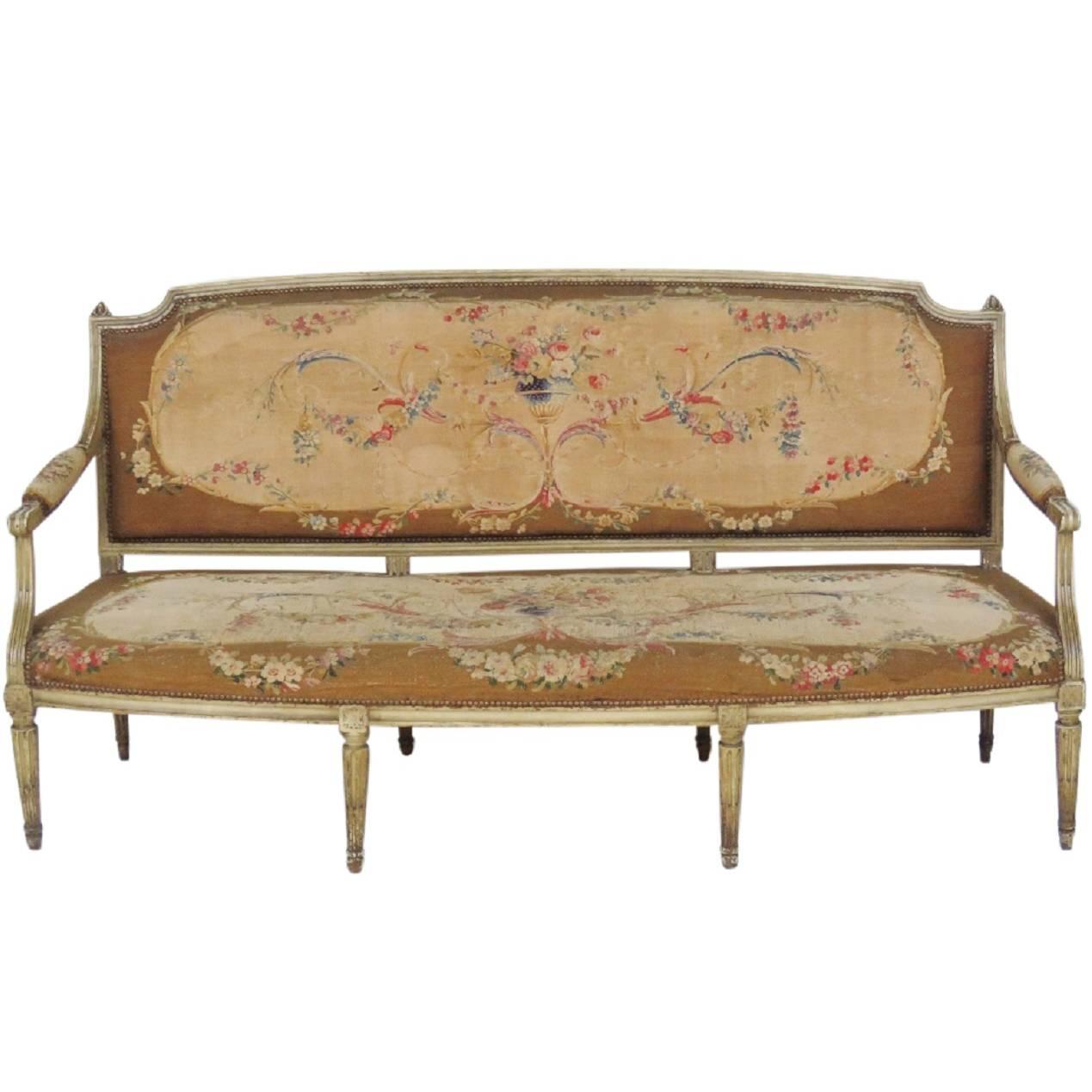 Antique Louis XVI Style Aubusson Sofa