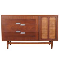 Vintage Walnut and Cane Credenza by American of Martinsville