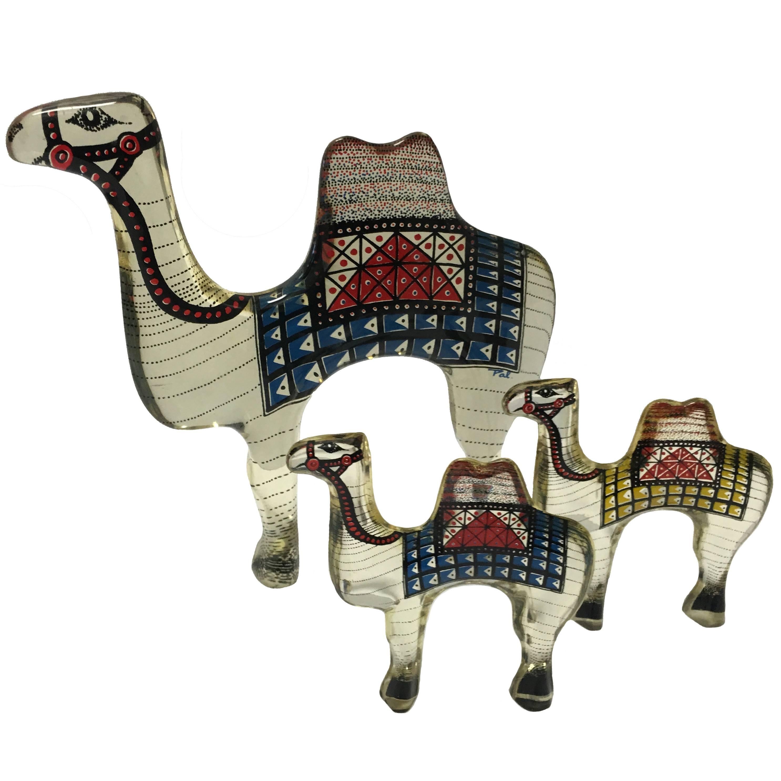 Trio of Acrylic Camels by Abraham Palatnik