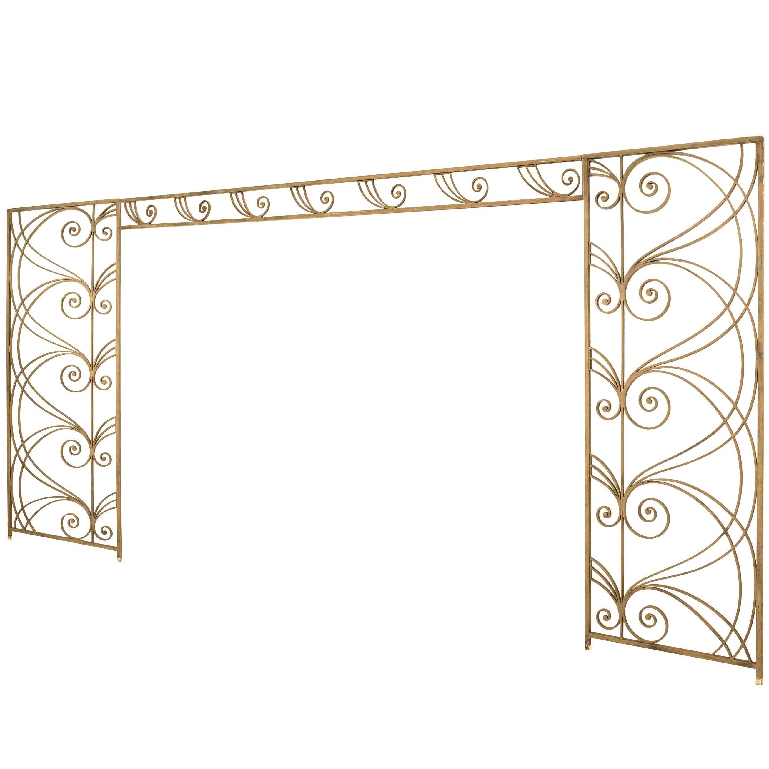Gold Painted Iron Room Divider with Scrolls