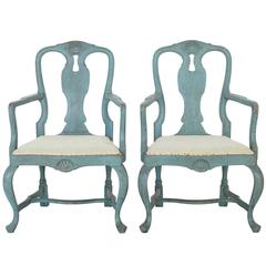 Pair of 19th Century Swedish Painted Armchairs