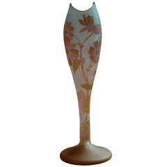 Tall French Art Nouveau Period Cameo Vase by Muller Freres