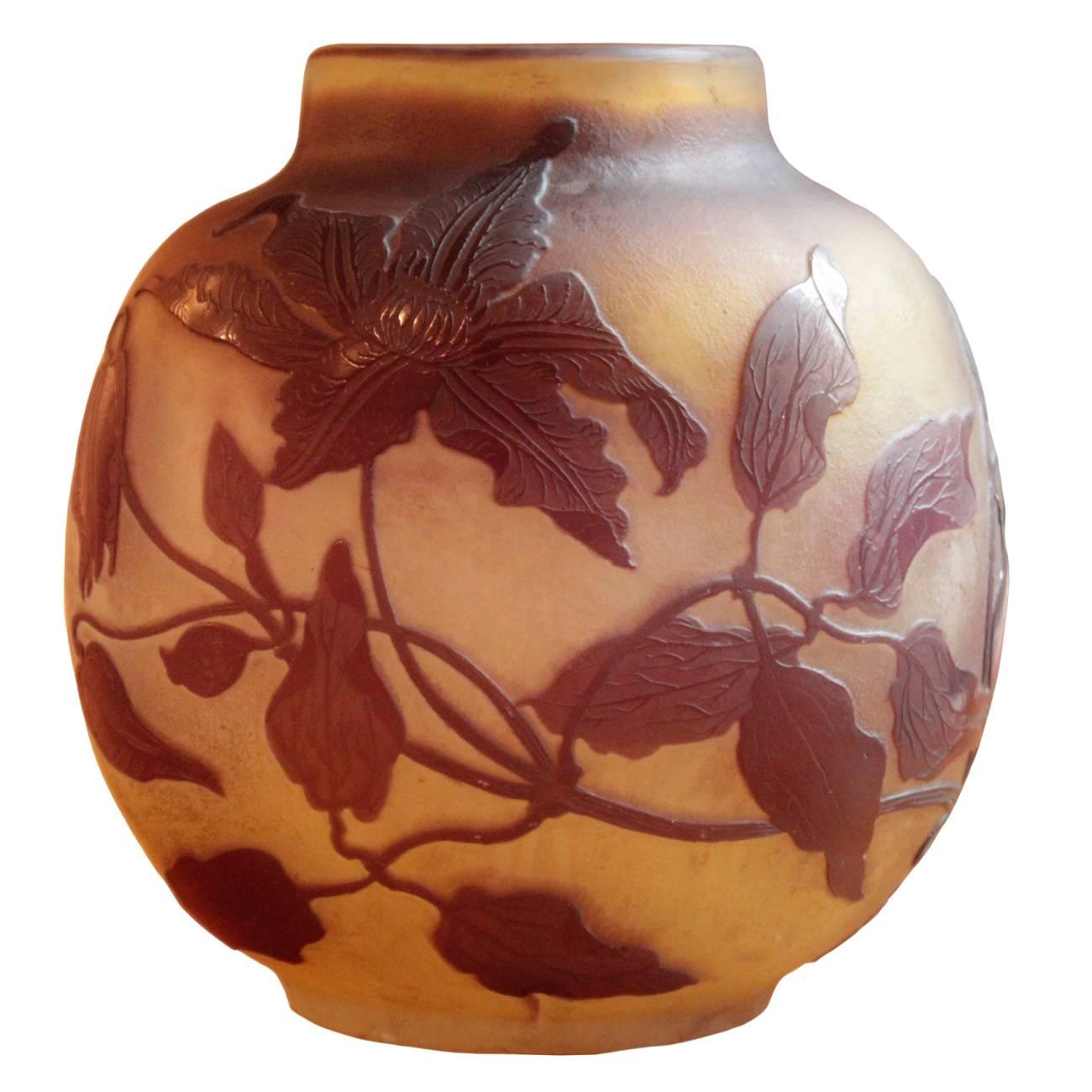 Medium sized French Art Nouveau Period Cameo Vase by Galle