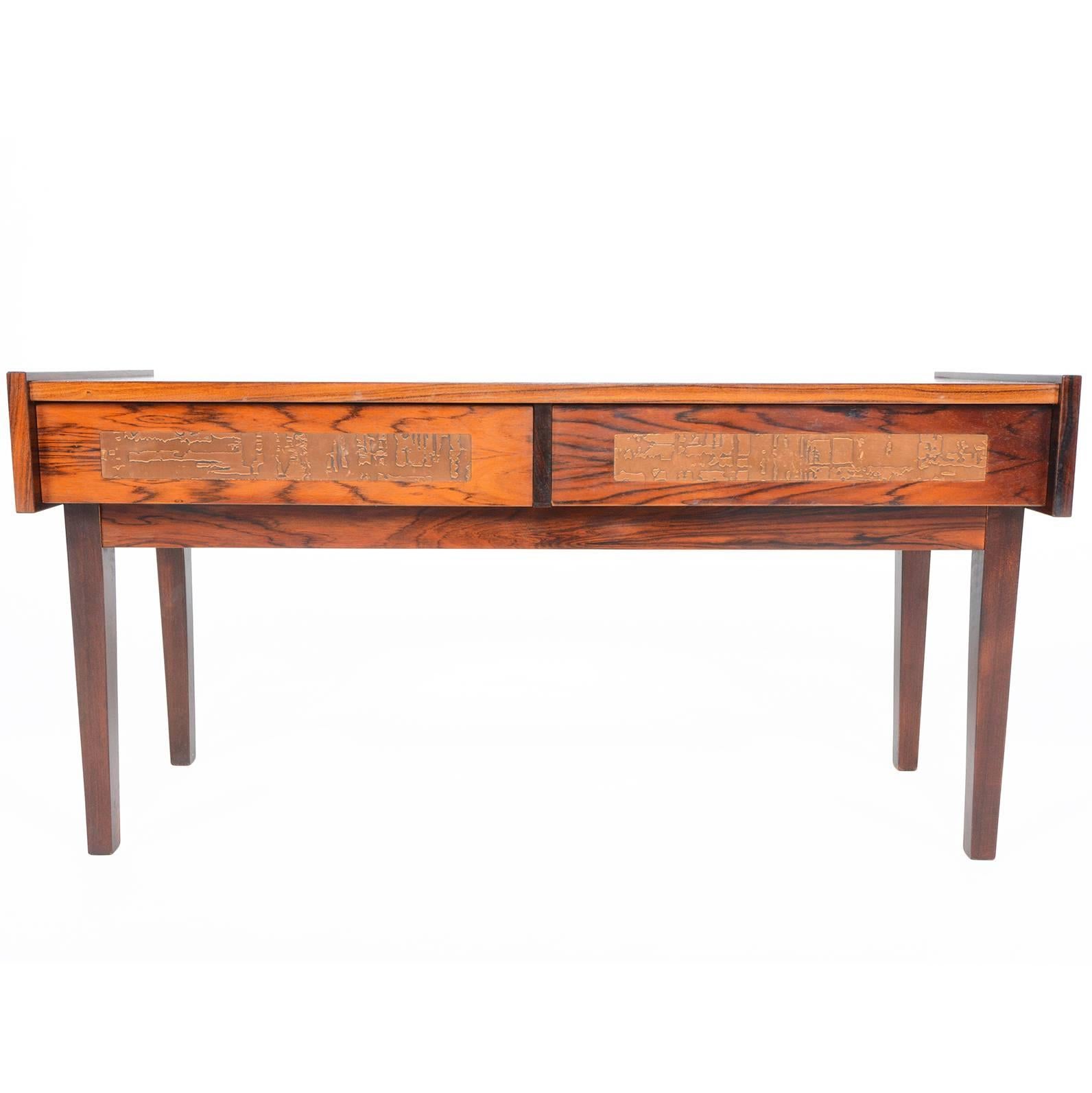 Danish Modern Rosewood and Copper Mid-Century Entry Chest