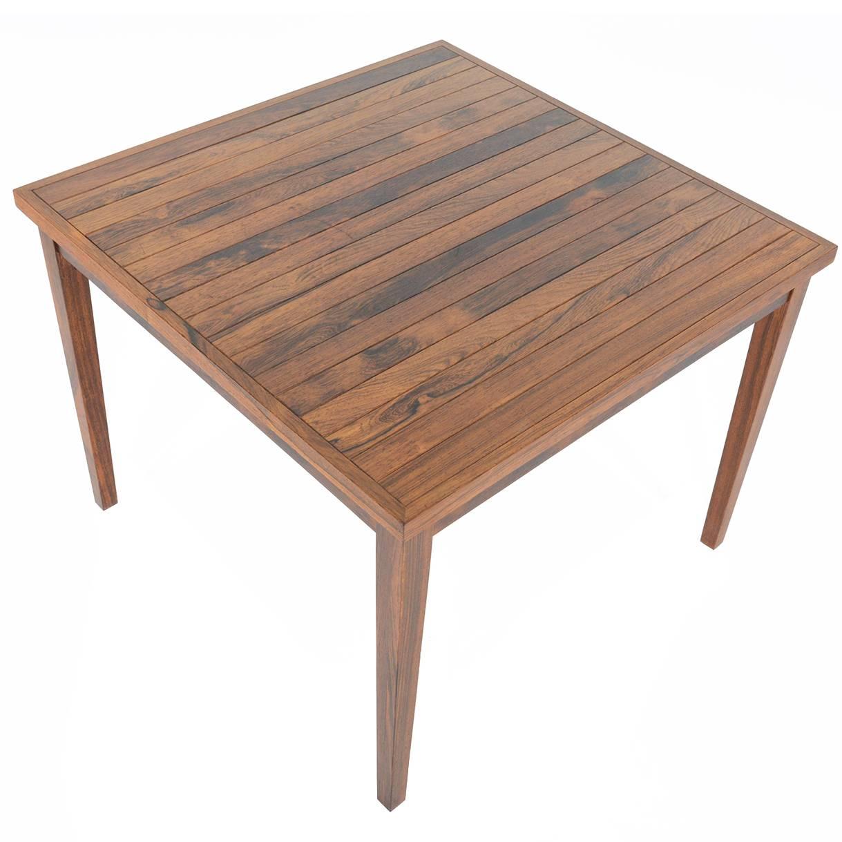 Danish Modern Slatted Square Rosewood Coffee Table