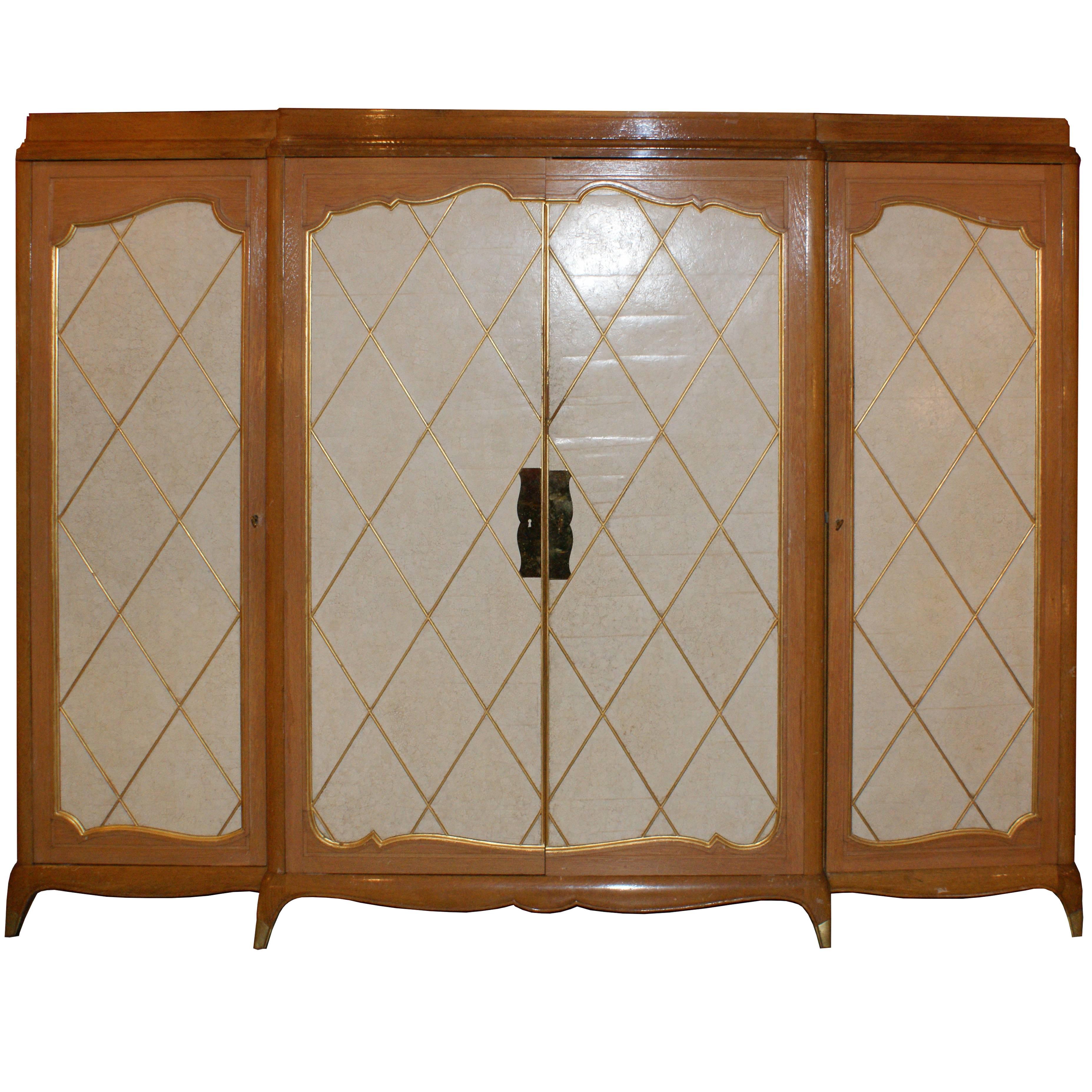 Andrè Arbus, 1940s Wardrobe in Cherrywood and Eggshell, France For Sale