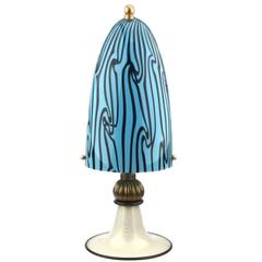 Murano Italy Glass Table Lamp with Gold Foil Base and Brass Frame