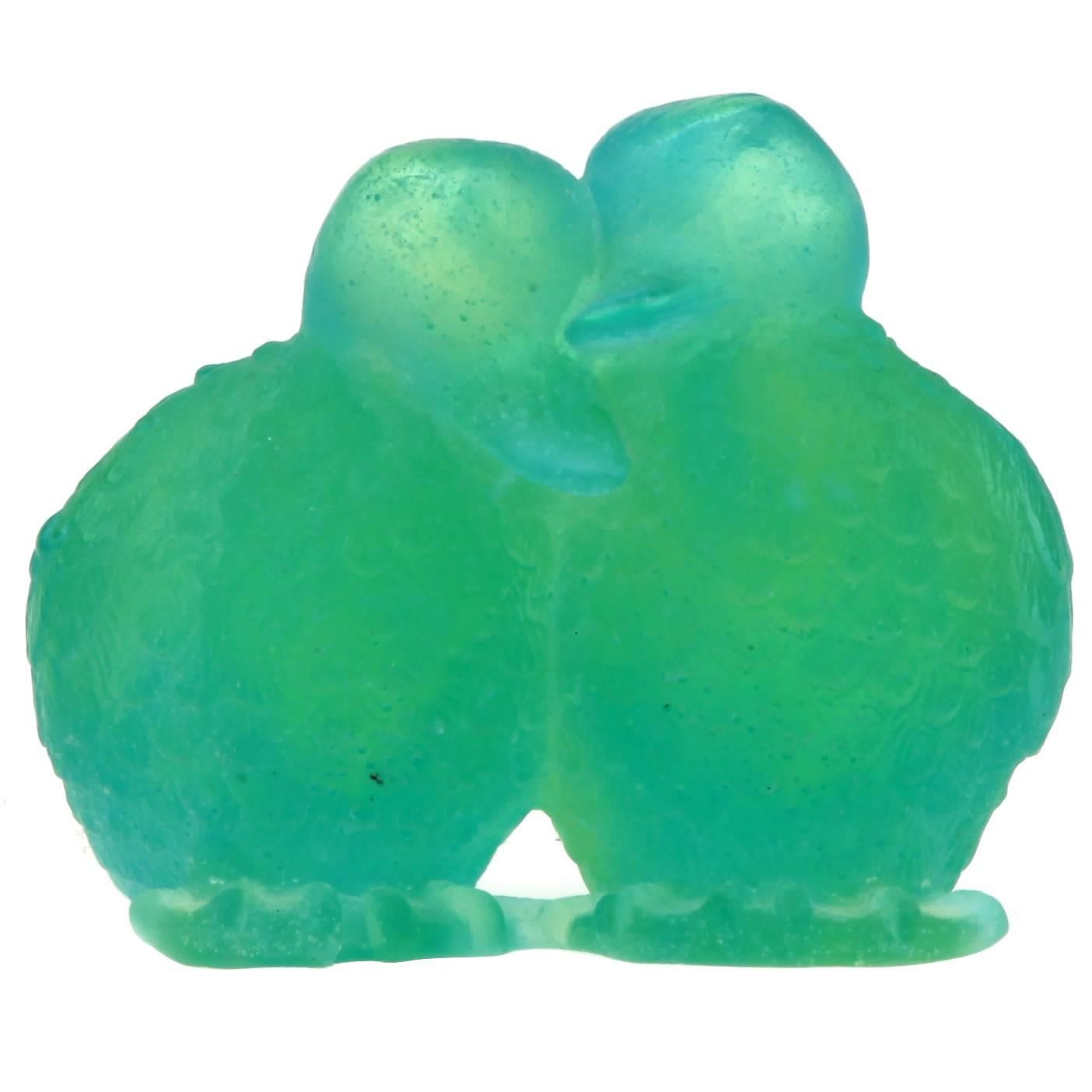 Daum France Crystal Ducklings Turquoise Glass For Sale