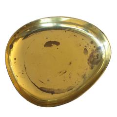 Ben Seibel Organic Egg Shaped Heavy Brass Tray with Lip, Jenfred Ware, 1950s