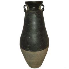 Tall Brown/Black Thai Vase, with Ears 4